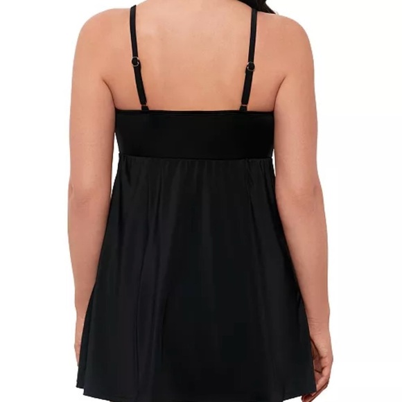 New Swim Solutions Women's Black Empire-Waist Swimdress size 10 - Picture 2 of 3
